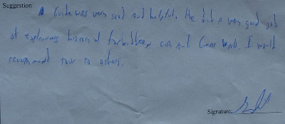 Beijing Tour Testimonial