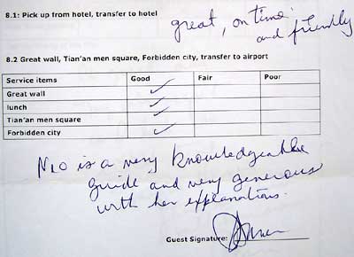 Beijing tour testimonial, click here to see more.
