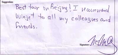 Beijing Tour Testimonial