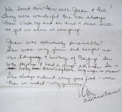 Beijing Tour Testimonial